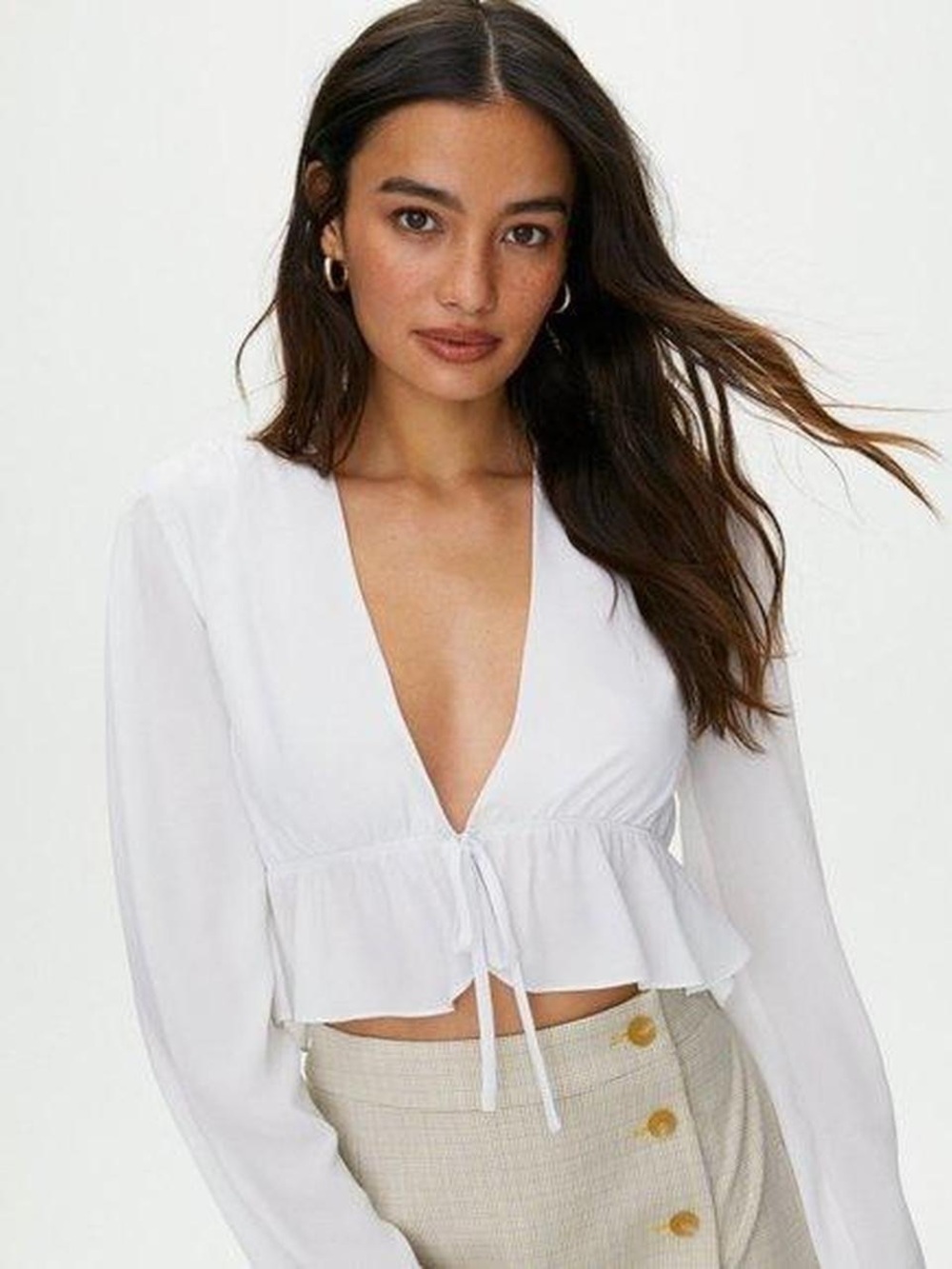 Sunday Best Kimberly Tie-Front Blouse in Cream
